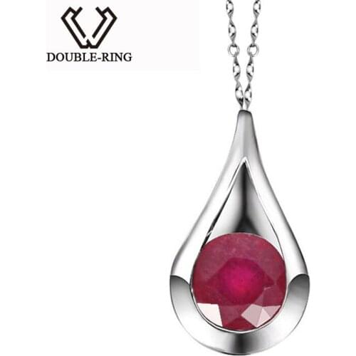 DOUBLE-R Ruby Pendants Women 925 Sterling Silver Water Drop Necklaces Romantic ValentineS Day Gift Fine Jewelry Customized Gift