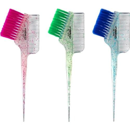 1PC 3Colors Glitter Hair Color Brushes Rounded Hair Color Brush Hair Dye Brush and Comb for Hair Dye and Root Touch Up