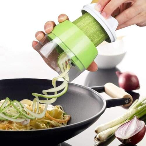 4 In 1 Manual Kitchen Vegetable Cutter Adjustable Spiral Zucchini Spaghetti Noodle Grater Salad Roll Silk Veggie Chopper Tools