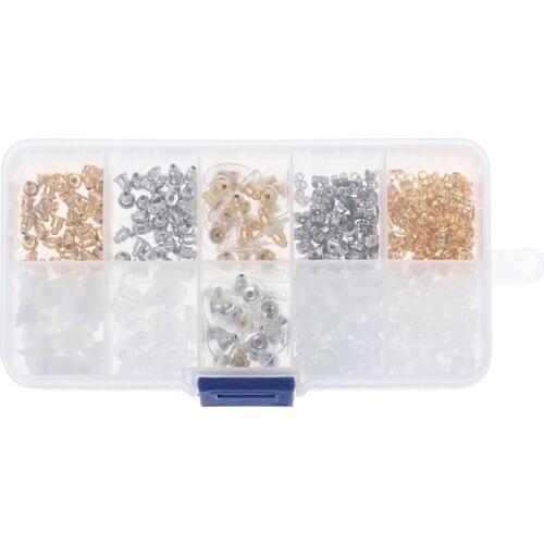 400Pcs Hypoallergenic Silicone Metal Assorted Earring Backs Box Convenient Ear Plug Combination Set Jewelry Findings