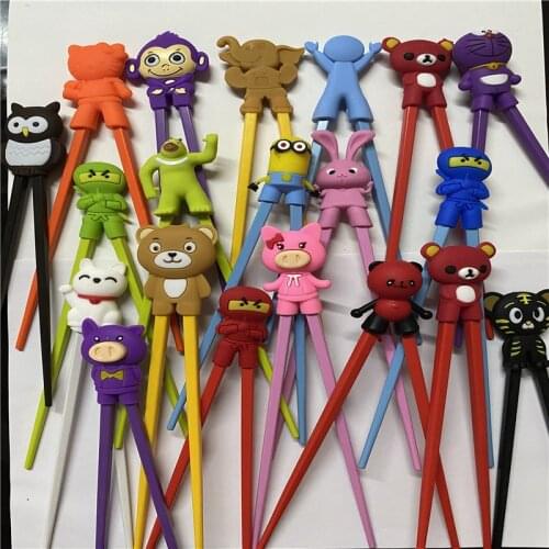 50PCS pair Mixed Colors Cartoon Kids Chopsticks Children gift Study Exercise Chopsticks Silicone Chopsticks Head