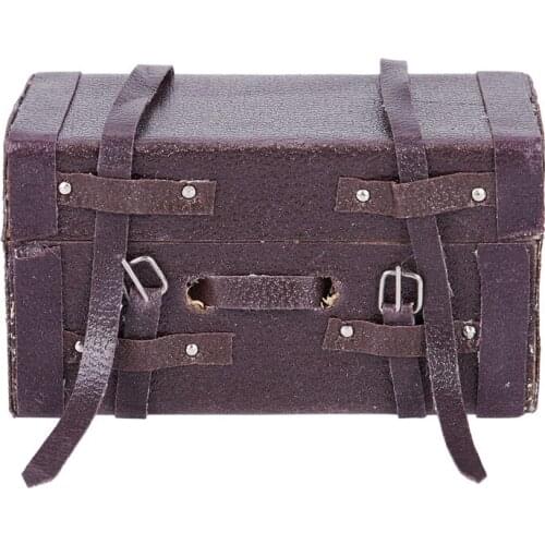 ABWE Best Sale 1:12 Doll house Miniature Vintage Leather Wood Suitcase Mini Luggage Box