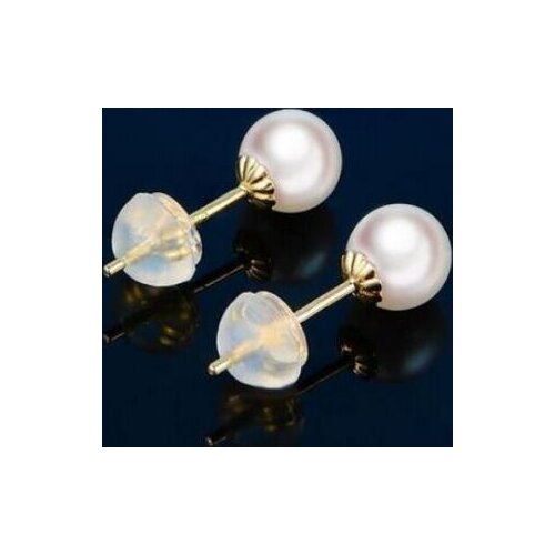 Free Shipping charming luster 9mm south sea grey pearl earring 18k gold
