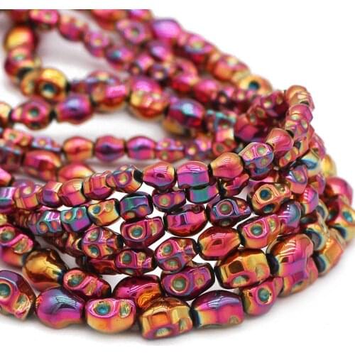 Skull Head Shape Natural Stone Rose Red Hematite Spacer 4/6/8MM Loose Beads For Jewelry Making DIY Bracelet Necklace Findings