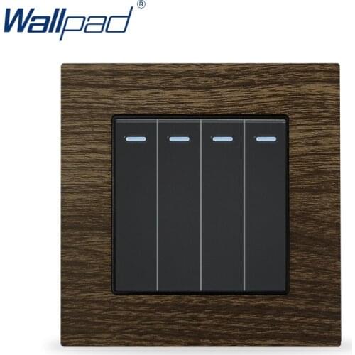 Wood 4 Gang 2 Way Stair Rocker Light Switch Metal Panel Push Button Switches Wallpad Double Control Cross Switch Interrupteur