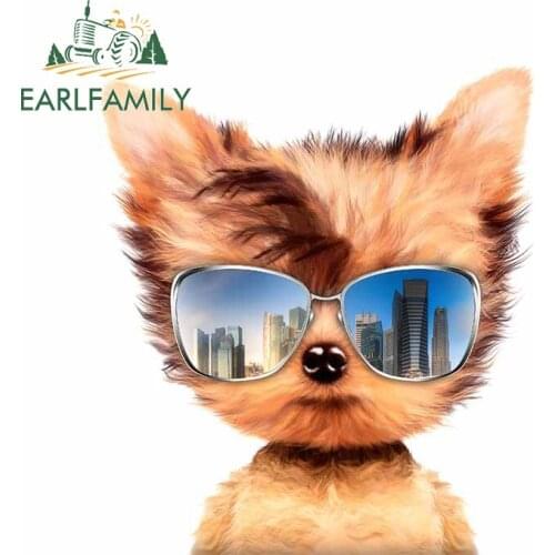EARLFAMILY 13cm x 11.6cm for A Cat In Dark Glasses Kids Room Car Stickers Family Race Car Motocycle Helmet Window Decal