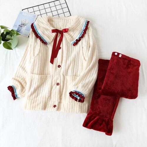 Fdfklak Flannel Pijama Maternal Feeding Pajamas Confinement 2020 Autumn Winter New Maternity Clothes For Nursing Mothers