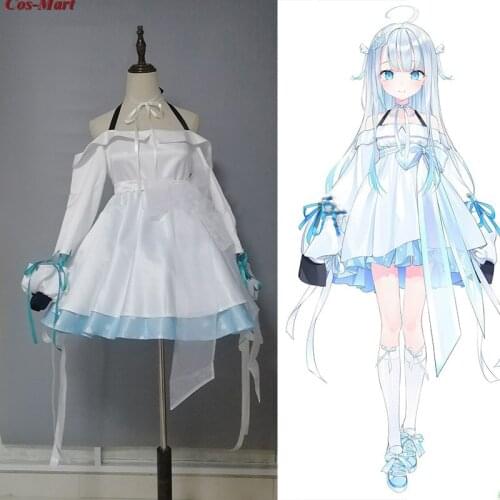 Hot Anime VTuber Hololive Uto Cosplay Costume Angel Elegant White Formal Dress Activity Party Role Play Clothing Custom-Make Any
