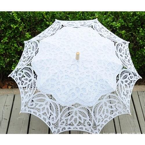 7 Colors Sun Lace Umbrella Parasol Embroidery Bride Umbrella White Wedding Umbrella Ombrelle Dentelle Parapluie Mariage 2018 new