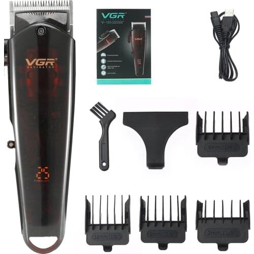 Electric Hair Trimmer for Men USB Rechargeable Hair Clipper Cutter Machine With 4 Size Combs Transparent Body LCD Power Display