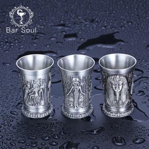 Bar Soul Miniature Figurines Vintage Egypt Style Wine Shot Cup Metal Goblet Art Craft Decoration Gift Cocktail Cups