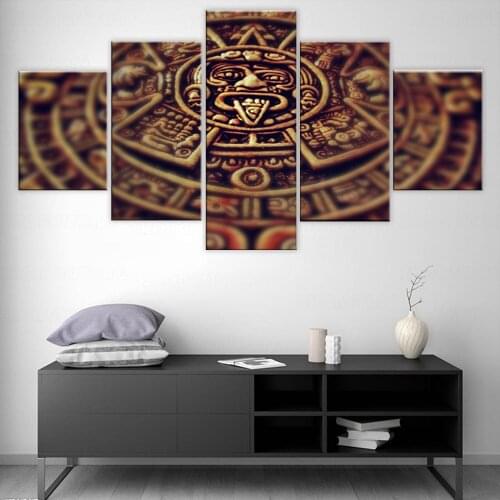 5 Panel Modular Framed Print Maya Clock Painting on Canvas Living Room Modern Home Decor Print Images Canvas Art Posters Artwork