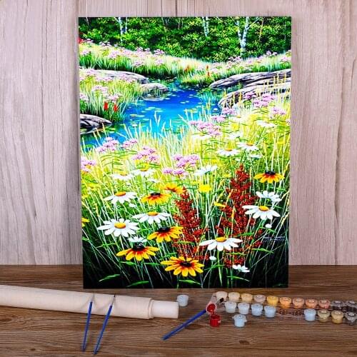 Flower DIY Paint By Numbers Complete Kit Acrylic Paints 40*50 Canvas Pictures Decorative Paintings Children Drawing