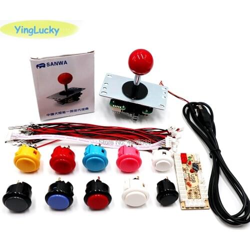 Arcade DIY Kit, Arcade Joystick DIY Kit, USB PC Encoder, Sanwa Joystick + Sanwa Push Button for Arcade Mame & Raspberry Pi 3B