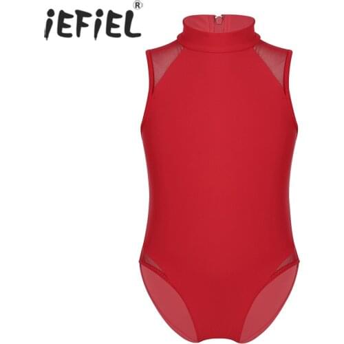NEW Kids Girls Leotard Ballerina Mock Neck Lyrical Dance Costumes Back Zipper Closure Ballet Dance Gymnastics Leotard Bodysuit
