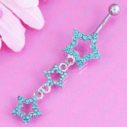 Retail Belly navel rings star fashion body piercing jewelry belly button ring 14G Surgical Steel nickel-free