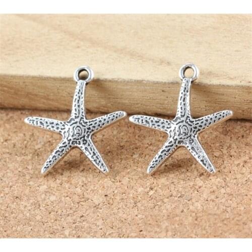 20pcs/lot 20x19mm Two Colors Plated Starfish Charms Pendant DIY Handmade Jewelry Accessories