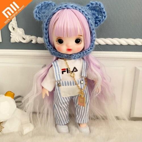 Xiaomi 16cm BJD Doll Movable Joints 3D Real Eye High-end Dress Can Dress Up Fashion Nude Doll Children DIY Girl Toy Best Gift