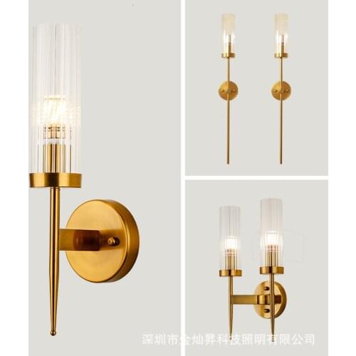 Modern American Luxury Crystal Wall Lamp Simple Living Room Bedroom Bedside Lamp Decor Home Wall Sconce Light Fixture Luminaria
