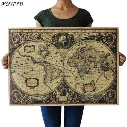 Old Nautical Chart Kraft Paper Poster Home Decoration Painting Wall Sticker 72.5x51.5cm
