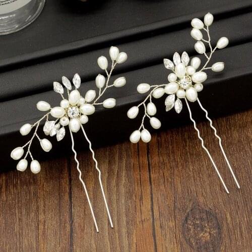 Rhinestone Hair Pins Clips Pearl Jewelry Hairpins Gold Hair Accessory Headpiece Wedding Bridal Hair Ornaments Women Girls Sticks