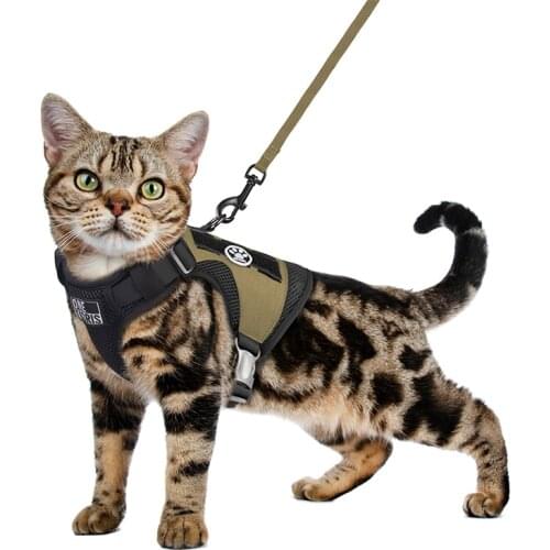 OneTigris Tactical Cat Harness Vest CLAW ENFORCEMENT Outdoor Walking Protective Escape Proof Cat/Dog Vest With Leash