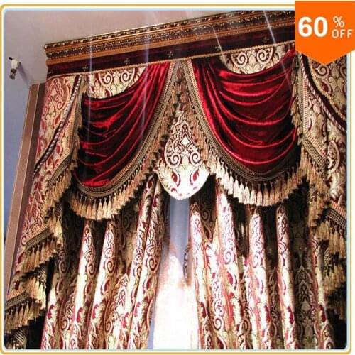 Burgundy Wine Custom Free Shipping hotel curtains classic royal quality curtain send express baroque style for window wide