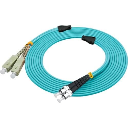Indoor Armored 5 Meters SC-ST Duplex 10 Gigabit 50/125 Multi-mode Fiber Optical Cable OM3 Aqua 10GB SC to ST Patch Cord Jumper