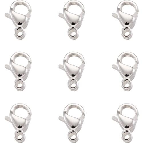 100PCS 9/10/12/13/14mm Silver Color Stainless Steel Lobster Clasps Connect Clasps Necklace Bracelet Jewelry Making Supplies
