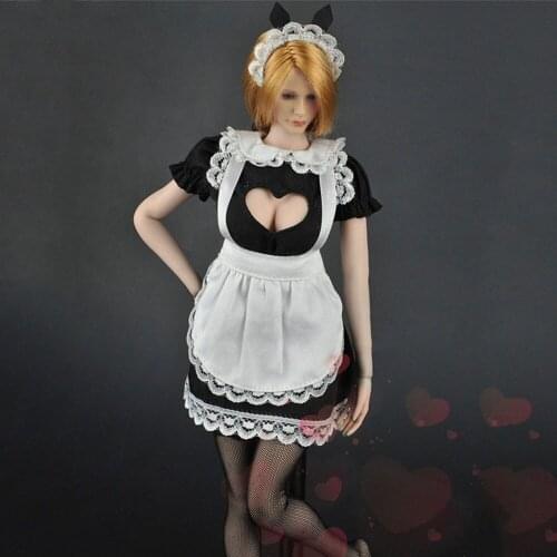 ZYTOYS ZY5016 1/6 Sexy Female Black and White Maid Dress with Mini Skirt Costume for 12" Collectible Action Figure DIY