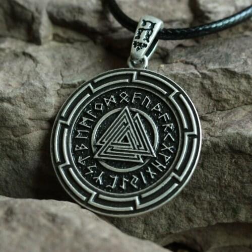 1pcs retro gothic norse symbol Valknut pendant viking necklace