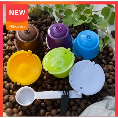 3/6Pcs Dolce Gusto filter cups, reusable coffee capsule filters for Nespresso, coffee maker accessories with spoon brushes