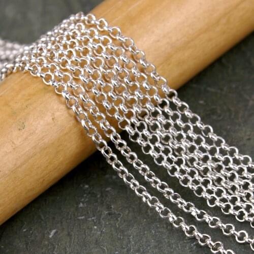 Free shipping!!!!100M/lot Silver Plated Small Rolo Link Chain 2mm