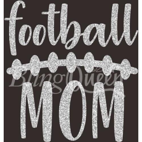 BlingQueen 12PCS/LOT Football Mom Iron On Glitter HTV Heat Transfers Vinyl, Colors and Sizes can be customized