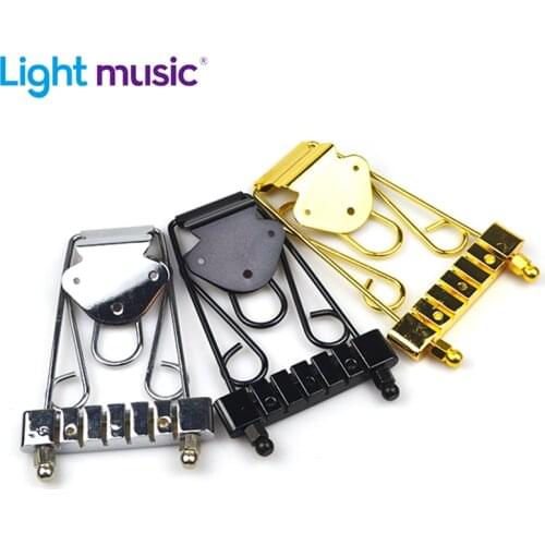 Guitar Bridge Trapeze Tailpiece for 6 String Electric Guitar 50.0mm String Pitch Chrome Black Gold