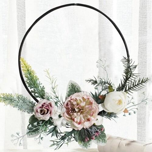 Nordics Decorative Wreath Creative Metal Simulation Flower Vine Circle Homestand Home Festival Wall Hanging Decor Garland Orname