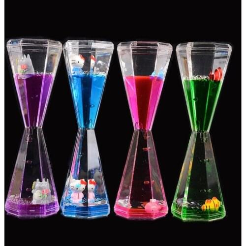 Valentines Day Double Hourglass Liquid Timer Visual Timer Oil Liquid Motion Hourglass Floating Desk Heart Decoration Acrylic