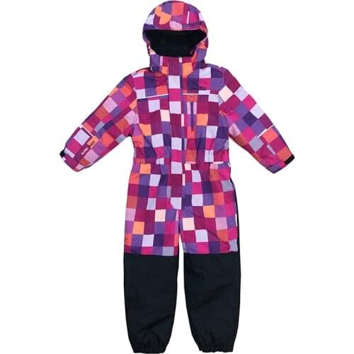 Kid Snow Suit Baby Girl Winter Waterproof Windproof Warm Overalls Plaid Pink Cotton-padded Children Ski Clothes 3 4 5 6 years