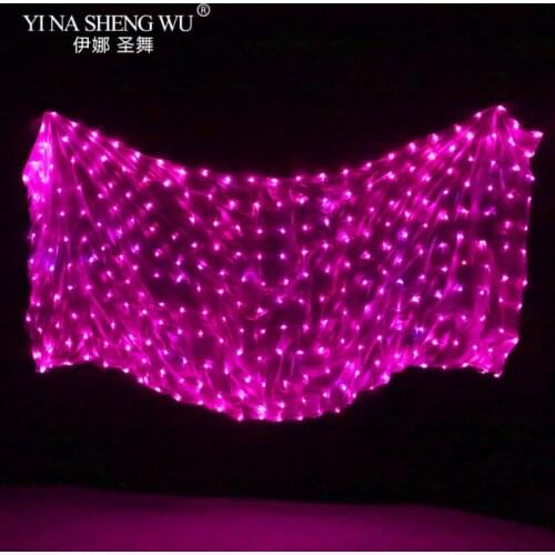 1Pc Belly Dance LED Silk Veil 100% Silk 8 Colors LEDBelly Dance Stage Performance Props Belly Dance Accessories LED Veils 4Sizes