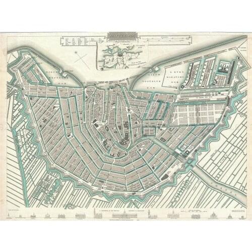 GEOGRAPHY MAP ILLUSTRATED AMSTERDAM Art Silk Poster Home Wall Decor