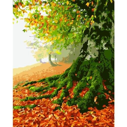 GATYZTORY Light Tree Frame Picture Diy Painting By Numbers Coloring By Numbers Acrylic Canvas Painting Handpainted Drawing Art