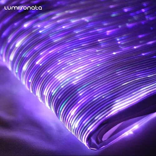 Led Light Fiber Optic Fabric With Color Changeable Luminous Textile Glow In The Dark Glitter Fabric