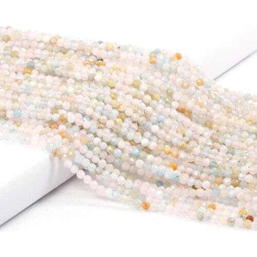 Natural Stone Faceted Round Morgan Stone Small Beads Loose spacer beads for Jewelry Making DIY Necklace Bracelet Accessories