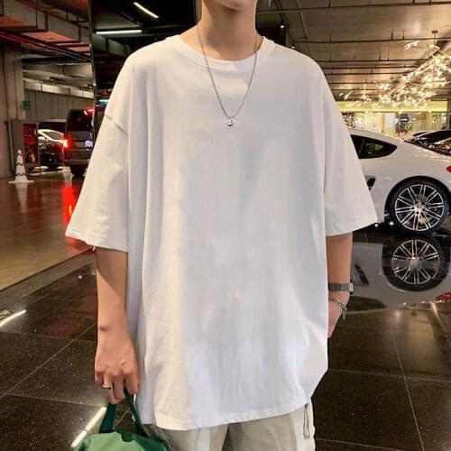 Trendy Goth Tshirt Women T Shirt Couple Five-point Short-sleeved T-shirt Boys Pure Color Trend Loose Sleeves Black Anime Clothes