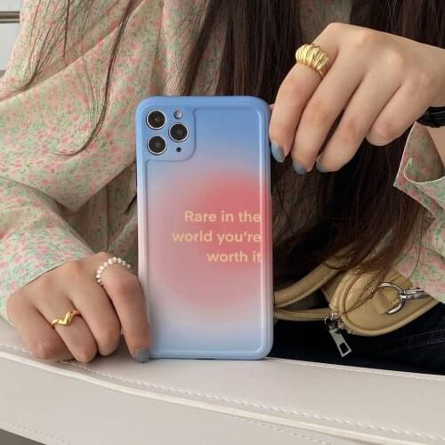 Tobebest Gradient Pink Blue Phone Cases for iPhone 12 Pro Max 11 Pro Max X XS XR 7 8 Plus SE2020 12mini Soft IMD Cover