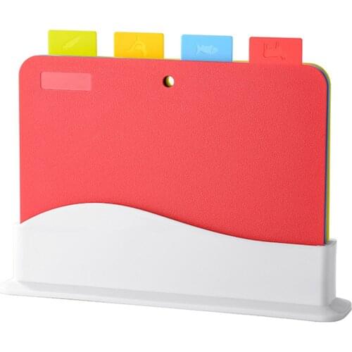 Schnesland Chopping Board Set for Kitchen,Set of 4 Small Cutting Boards with Index Color Coded Food Icon