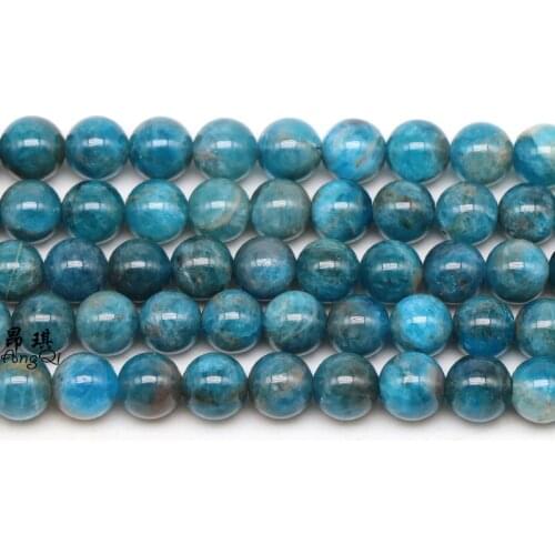 Natural Blue Apatite Gem Stone Beads Smooth Round Loose Beads 6/8/10/12mm For Jewelry Making DIY 15'' strand Bracelet Necklace