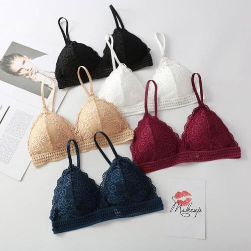 Newly Women Underwear Bras French Style Deep V Sexy Lace Bras Women Girls Seamless Wireless Thin Underwear Soutien Gorge Femme