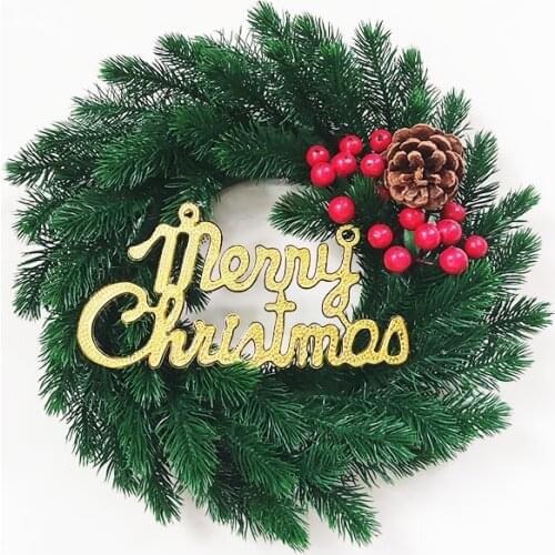New Style Large Christmas Wreath Green Pant Artificial Wreath Door Hanging Round Heart Garland Christmas Wall Decoration