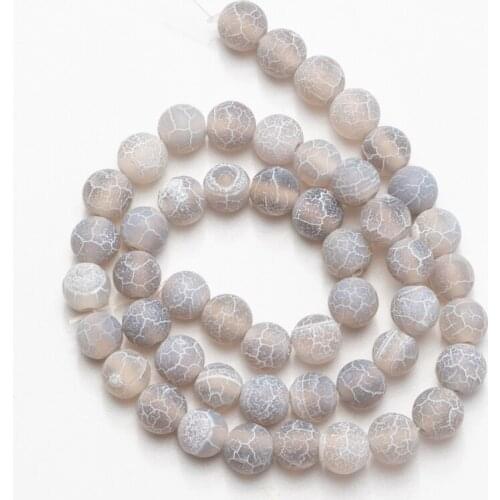 Fire Dragon Veins Gray Frost Cracked Dream Loose Natural Stone Agates Beads for DIY Jewelry Necklace Bracelet 4 6 8 10 12mm